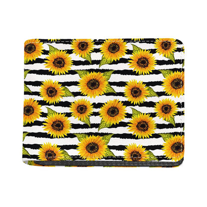 Sunflower Striped Pattern Print Bifold Wallet