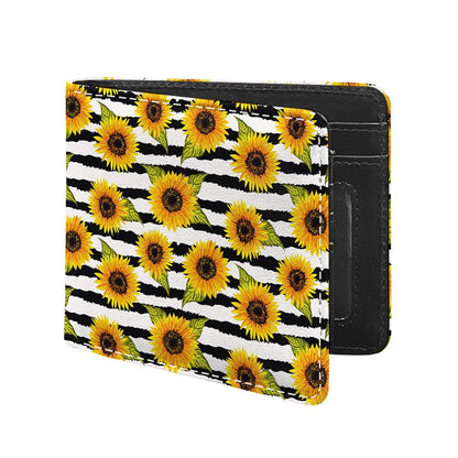 Sunflower Striped Pattern Print Bifold Wallet