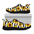 Sunflower Striped Pattern Print Black Running Shoes