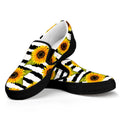 Sunflower Striped Pattern Print Black Slip On Sneakers