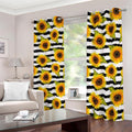 Sunflower Striped Pattern Print Dimout Grommet Curtains