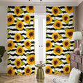 Sunflower Striped Pattern Print Dimout Pencil Pleat Curtains