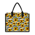 Sunflower Striped Pattern Print Canvas Tote Bag