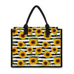 Sunflower Striped Pattern Print Canvas Tote Bag