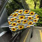 Sunflower Striped Pattern Print Car Side Mirror Covers