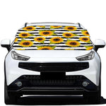 Sunflower Striped Pattern Print Car Windshield Snow Cover