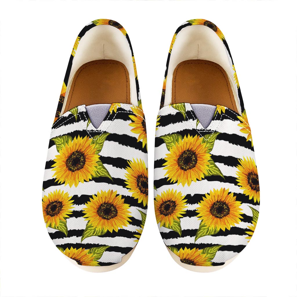 Sunflower Striped Pattern Print Casual Shoes