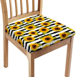 Sunflower Striped Pattern Print Chair Cushion Cover
