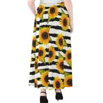 Sunflower Striped Pattern Print Chiffon Maxi Skirt