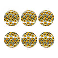 Sunflower Striped Pattern Print Coaster Set