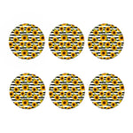 Sunflower Striped Pattern Print Coaster Set