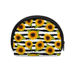 Sunflower Striped Pattern Print Coin Purse