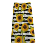 Sunflower Striped Pattern Print Cotton Front Slit Maxi Skirt