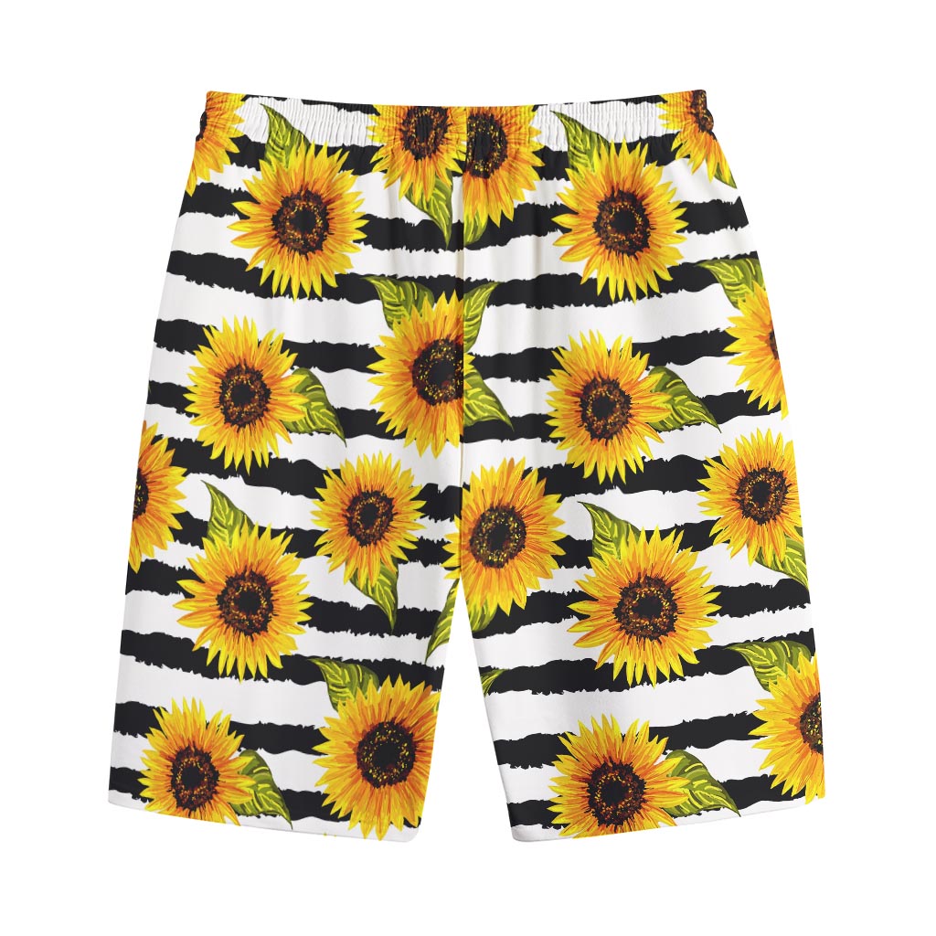 Sunflower Striped Pattern Print Cotton Shorts