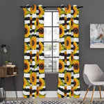 Sunflower Striped Pattern Print Curtain