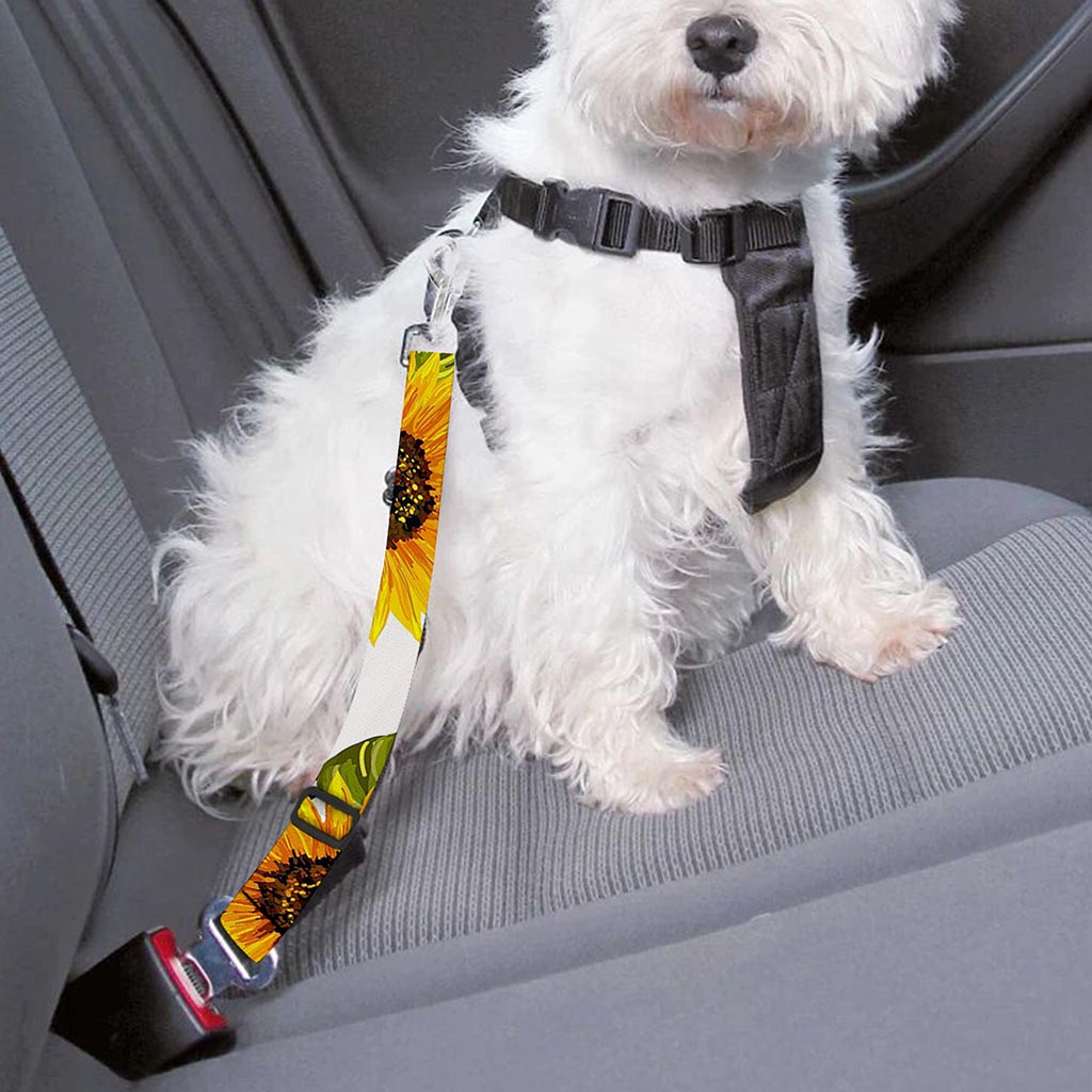 Sunflower Striped Pattern Print Dog Seat Belt