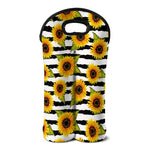 Sunflower Striped Pattern Print Double Neoprene Wine Tote