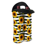 Sunflower Striped Pattern Print Double Neoprene Wine Tote
