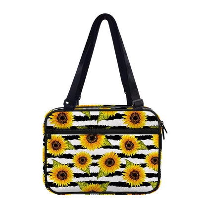 Sunflower Striped Pattern Print Double Strap Bible Bag