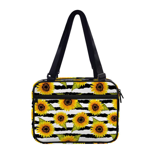Sunflower Striped Pattern Print Double Strap Bible Bag