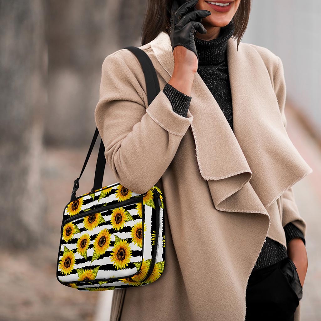 Sunflower Striped Pattern Print Double Strap Bible Bag