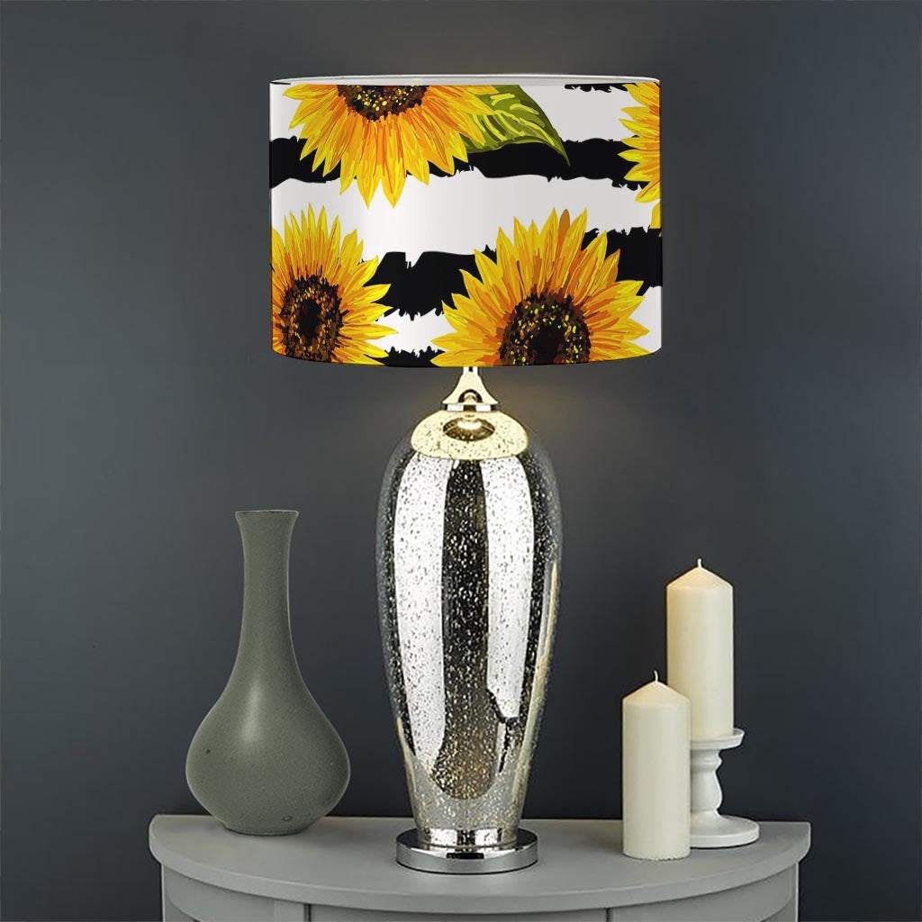 Sunflower Striped Pattern Print Drum Lamp Shade