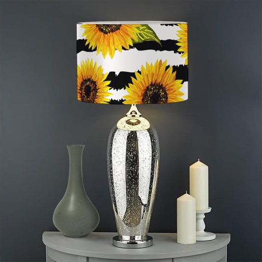Sunflower Striped Pattern Print Drum Lamp Shade