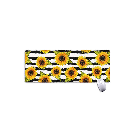 Sunflower Striped Pattern Print Extended Mouse Pad