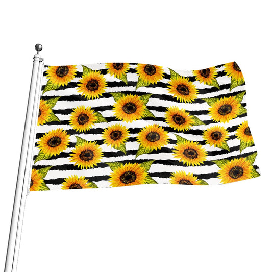 Sunflower Striped Pattern Print Flag