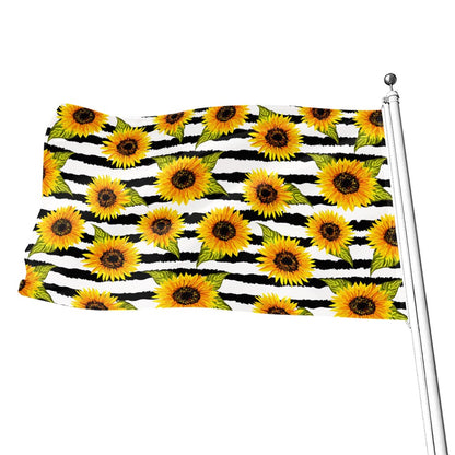 Sunflower Striped Pattern Print Flag
