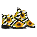 Sunflower Striped Pattern Print Flat Ankle Boots