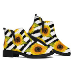 Sunflower Striped Pattern Print Flat Ankle Boots