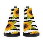 Sunflower Striped Pattern Print Flat Ankle Boots