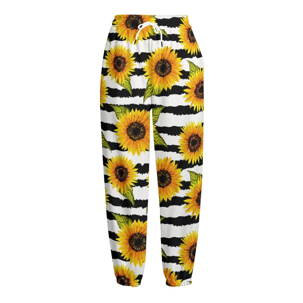 Sunflower Striped Pattern Print Fleece Lined Knit Pants