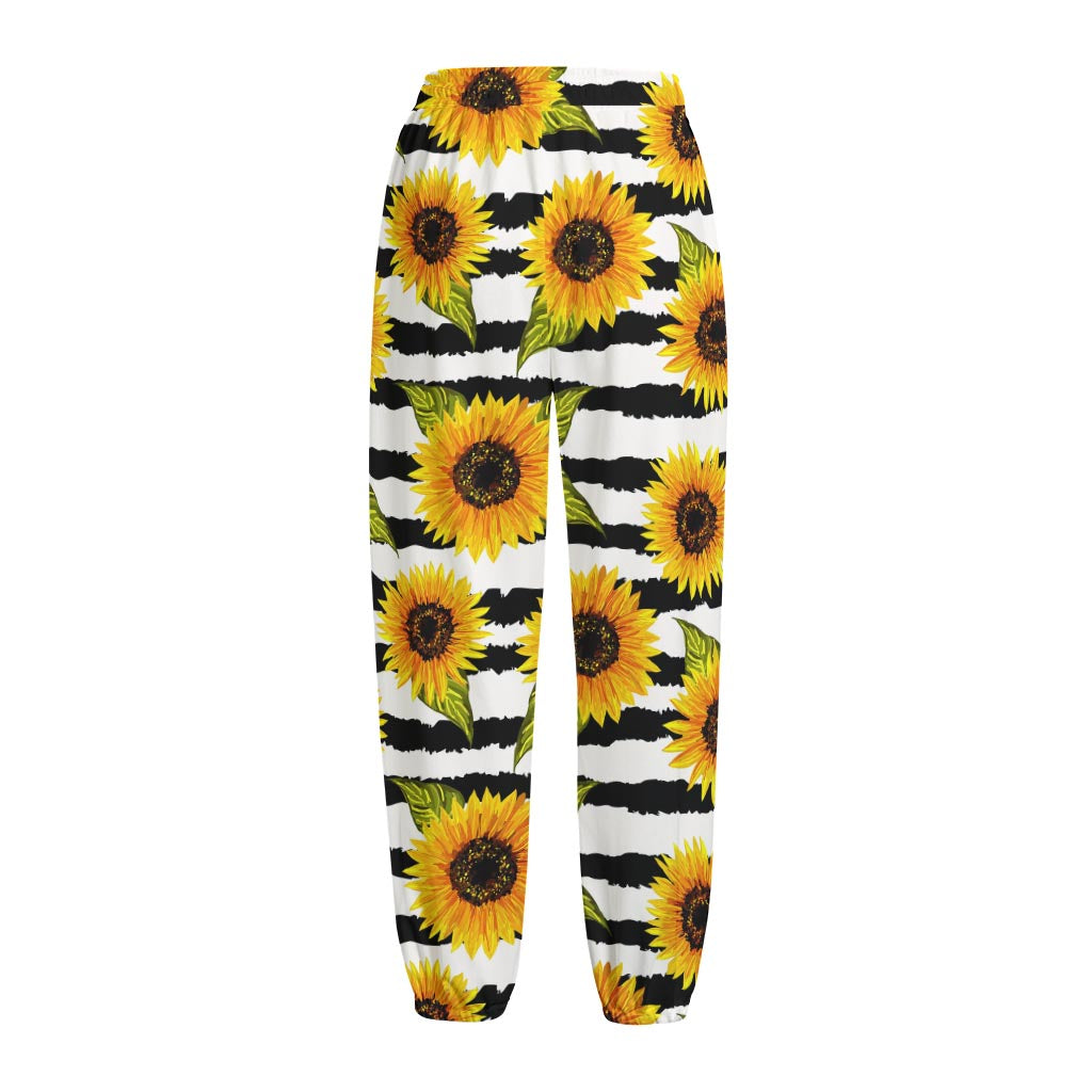 Sunflower Striped Pattern Print Fleece Lined Knit Pants