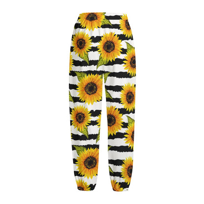 Sunflower Striped Pattern Print Fleece Lined Knit Pants