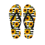 Sunflower Striped Pattern Print Flip Flops