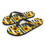 Sunflower Striped Pattern Print Flip Flops