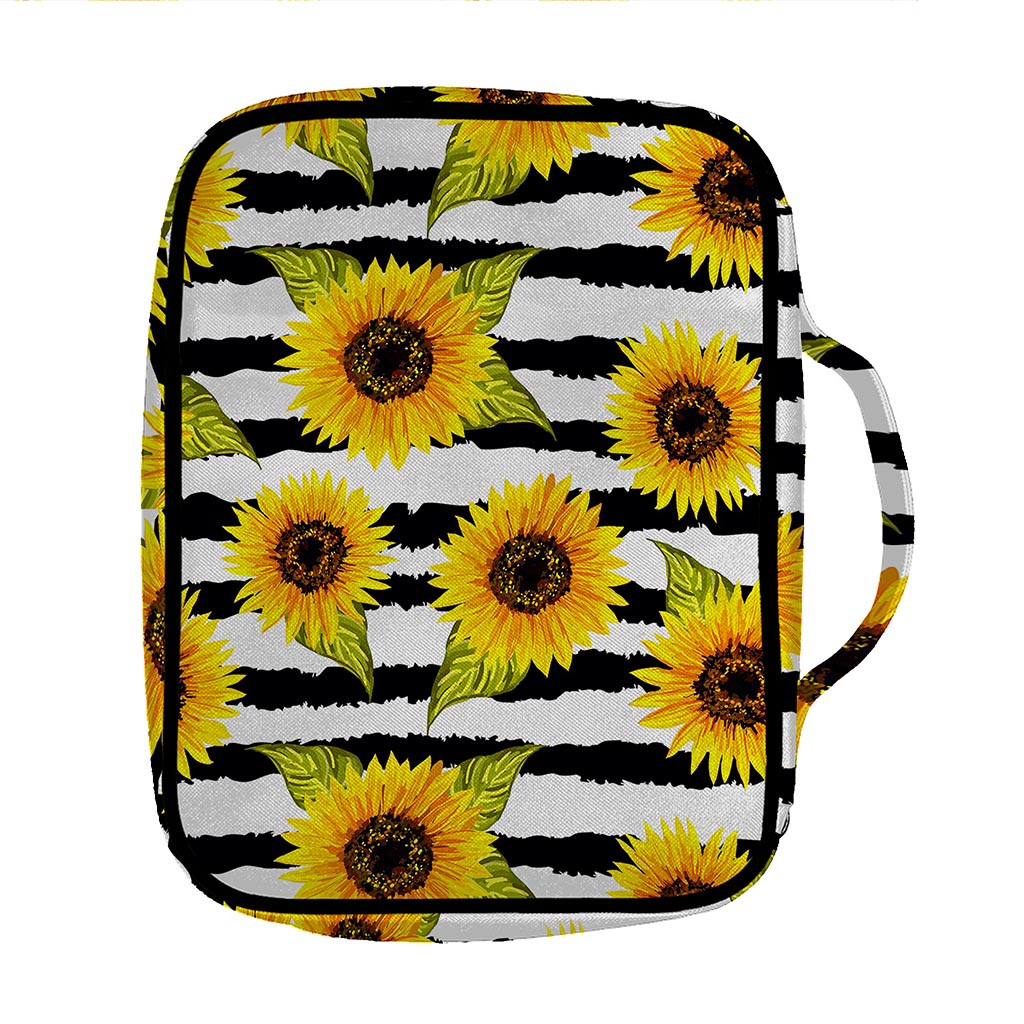 Sunflower Striped Pattern Print Front Pocket Bible Bag