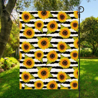 Sunflower Striped Pattern Print Garden Flag