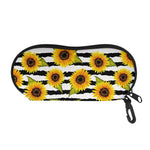 Sunflower Striped Pattern Print Glasses Case