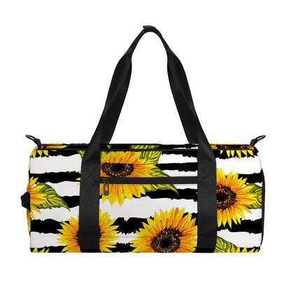 Sunflower Striped Pattern Print Gym Bag
