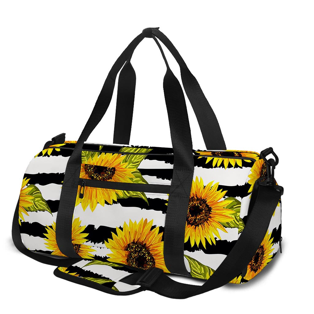 Sunflower Striped Pattern Print Gym Bag