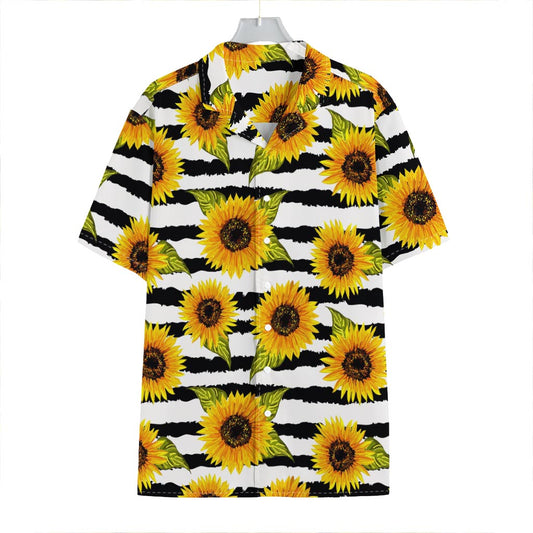 Sunflower Striped Pattern Print Hawaiian Shirt