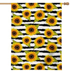 Sunflower Striped Pattern Print House Flag