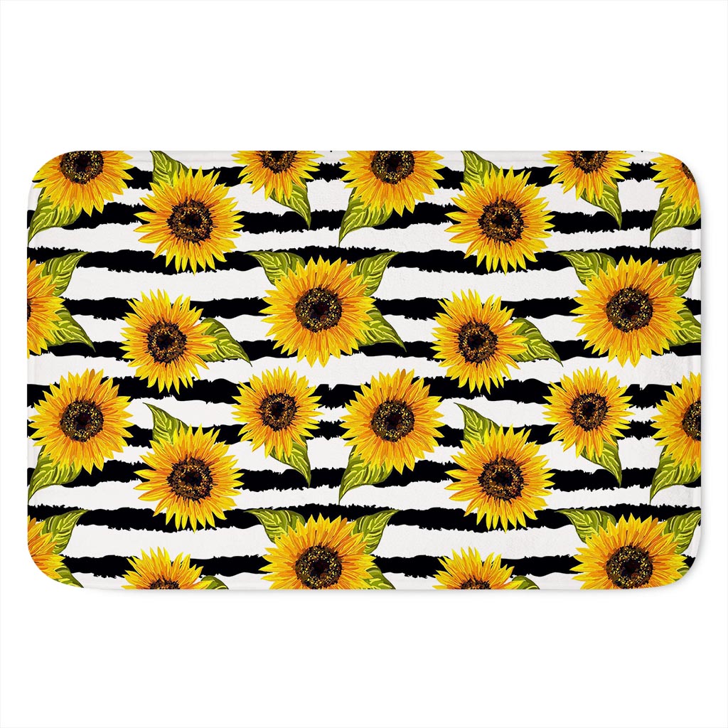 Sunflower Striped Pattern Print Indoor Door Mat