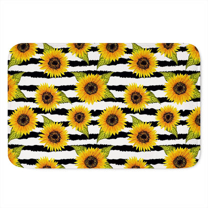 Sunflower Striped Pattern Print Indoor Door Mat