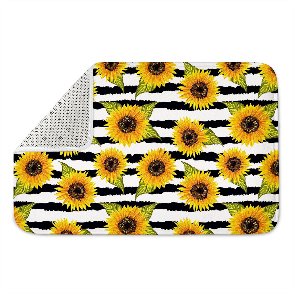 Sunflower Striped Pattern Print Indoor Door Mat