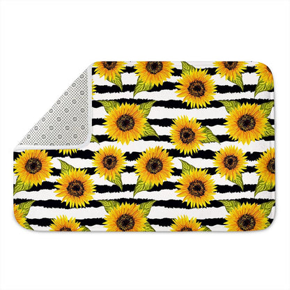 Sunflower Striped Pattern Print Indoor Door Mat