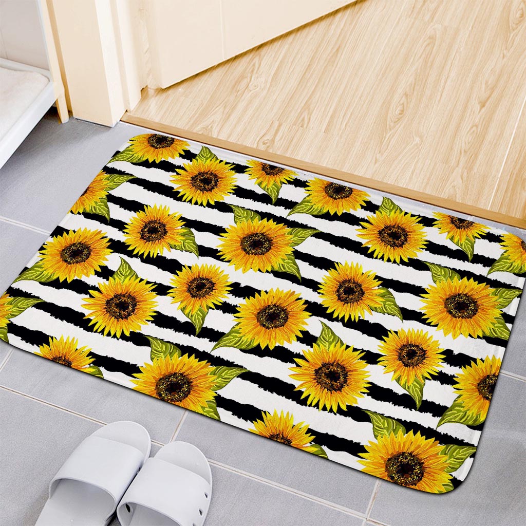 Sunflower Striped Pattern Print Indoor Door Mat